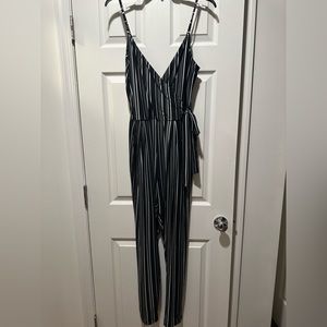 Black & White striped pantsuit (Just B; size medium)